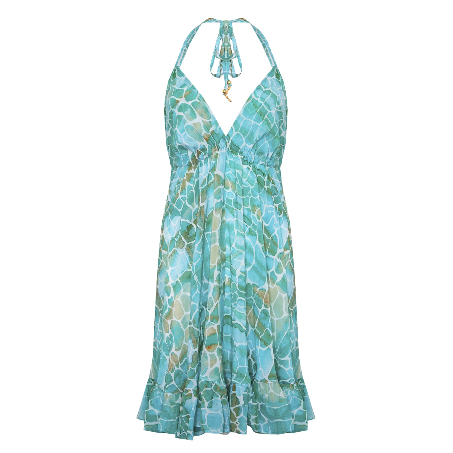 Women’s Green Aqua Pebbles Mini Silk Ibiza Dress One Size Sophia Alexia