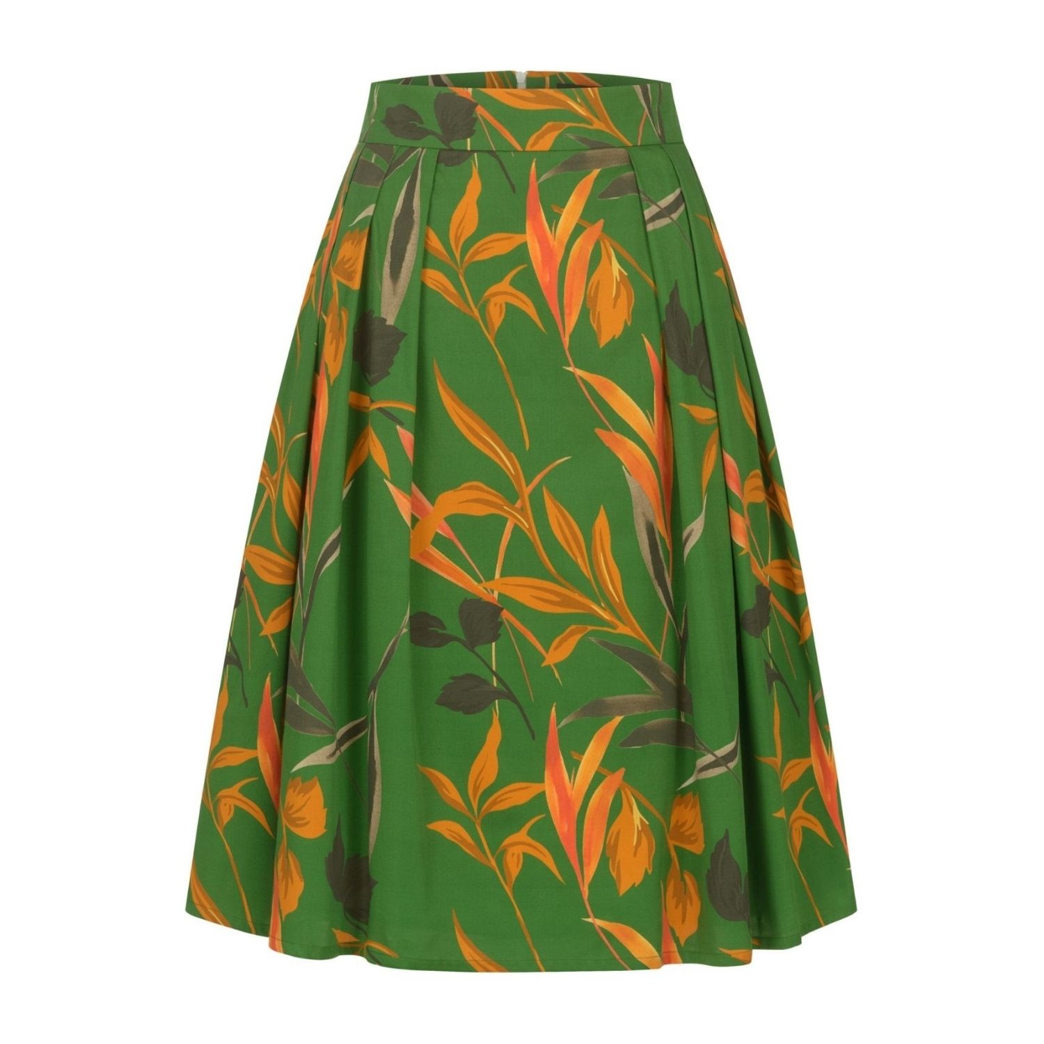 Marianna Déri Women's Orange / Green Autumn Leaves Midi Skirt In Multi