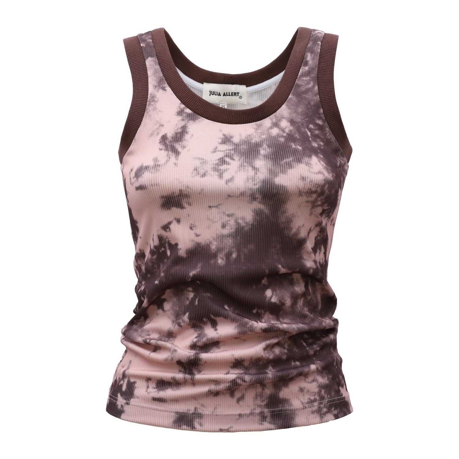 Julia Allert Women's Black Rib Tank Top Pink Tie-dye
