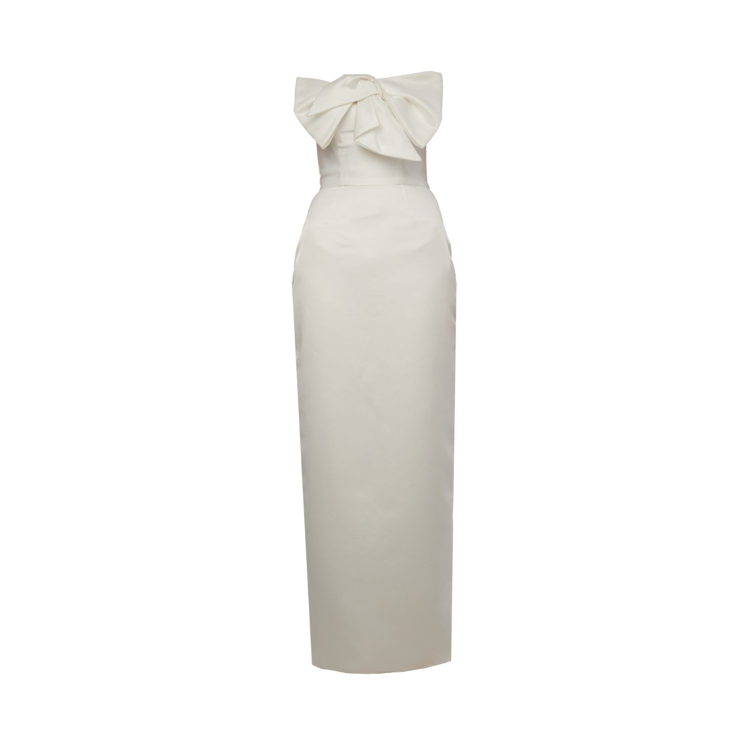 Women's Gigi Dress + Small Bow | Strapless Pencil Maxi In White | Large | Baé Special Moments
