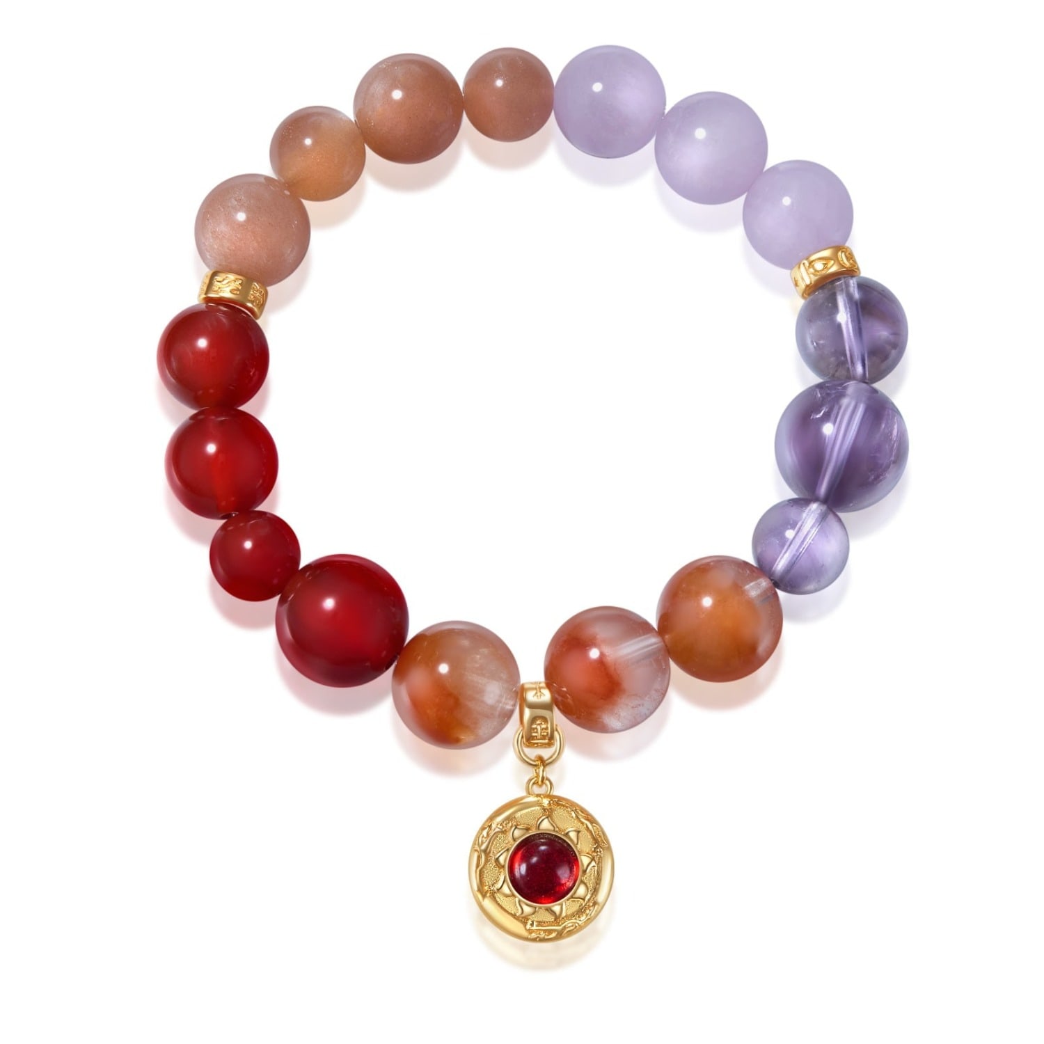 Aurozia Women's Five Elements Fire Gold Vermeil Garnet The Sun Firebird Pendant Crystal Bracelet In Multi