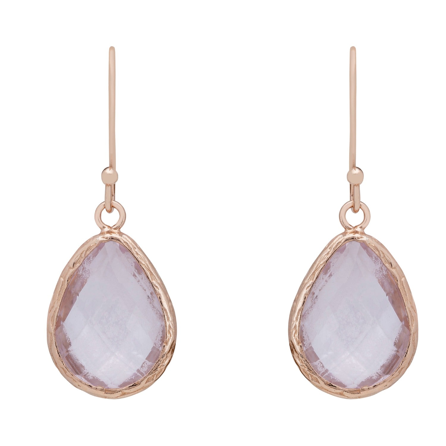 Latelita Women's Pink / Purple / Rose Gold Petite Drop Earrings Rosegold Rose Quartz Hydro