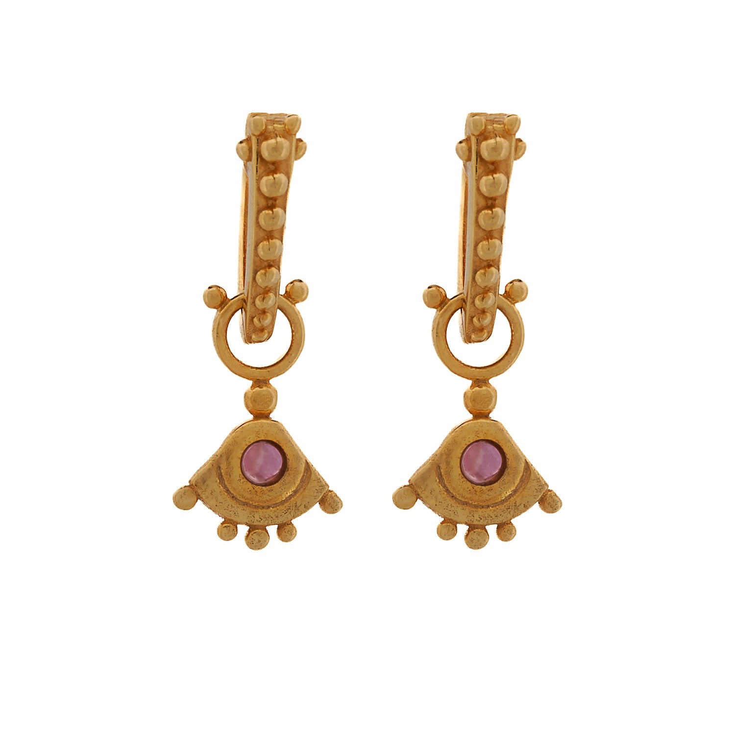 Women’s Gold / Pink / Purple Evil Eye Sterling Silver Tourmaline Gemstone Gold Earring - Gold Ebru Jewelry