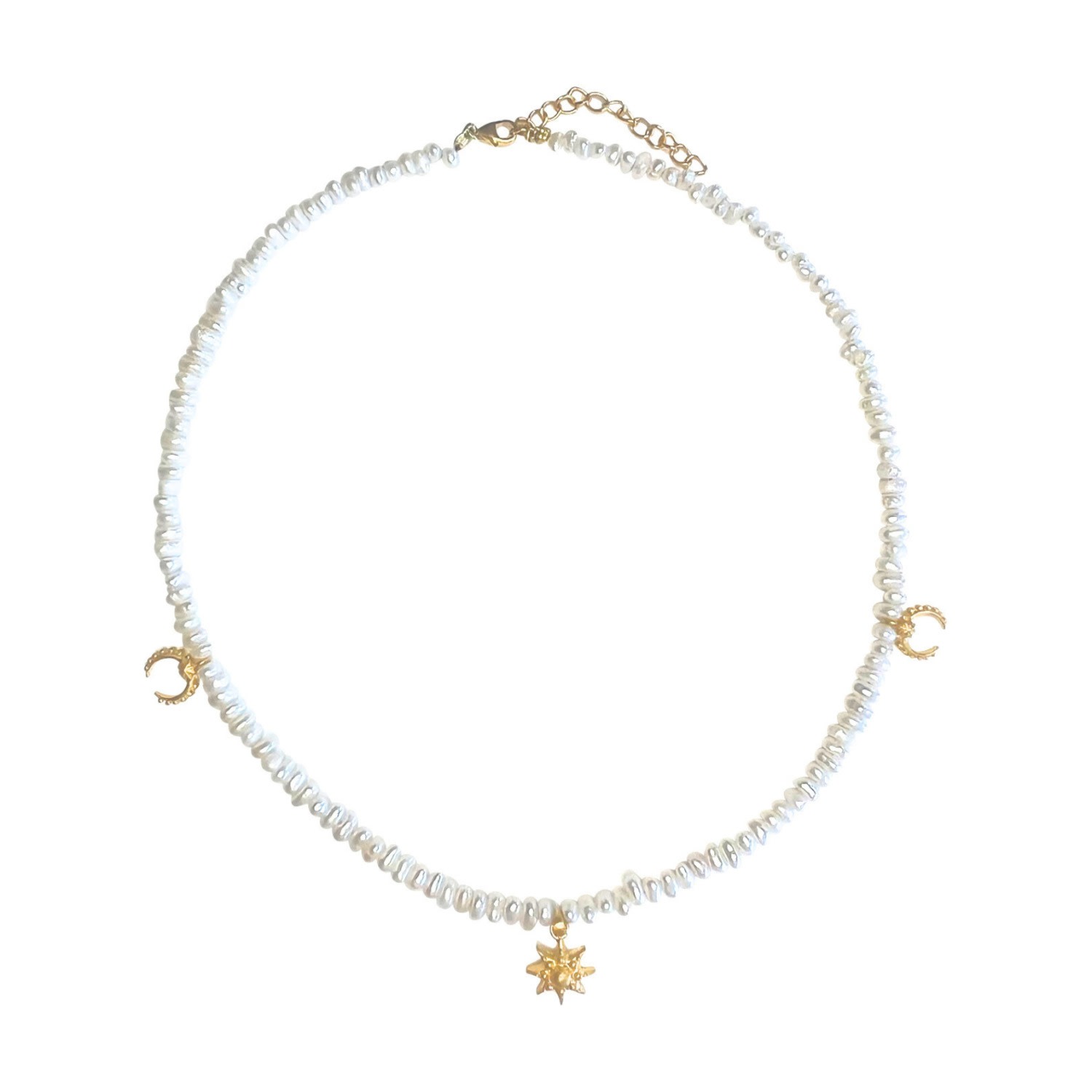 Rize Women's Gold / White Stellar Pearl Necklace  - Gold Plated In Metallic