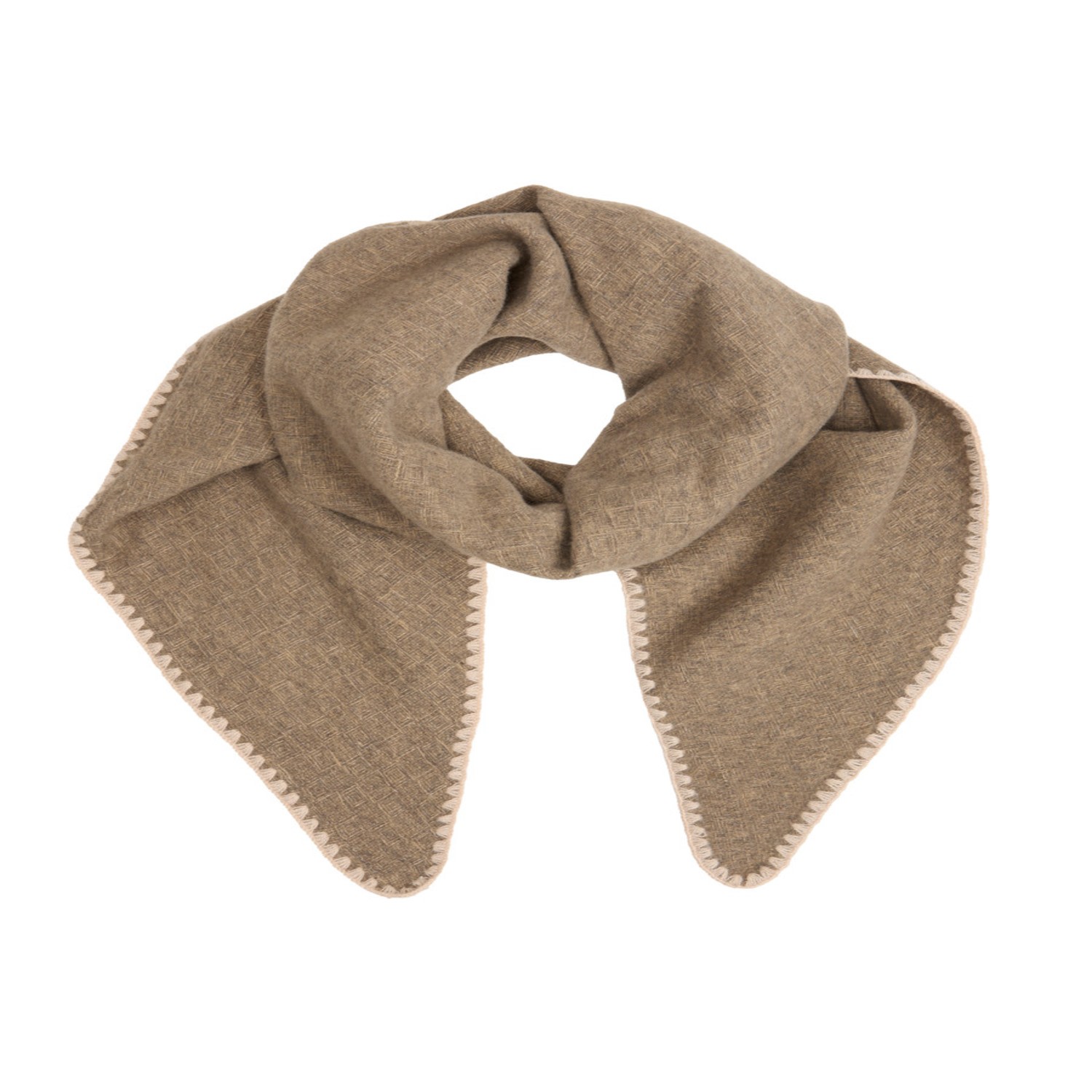 Saachi Women's Brown Knitted Triangle Taupe Shawl Wrap In Brown