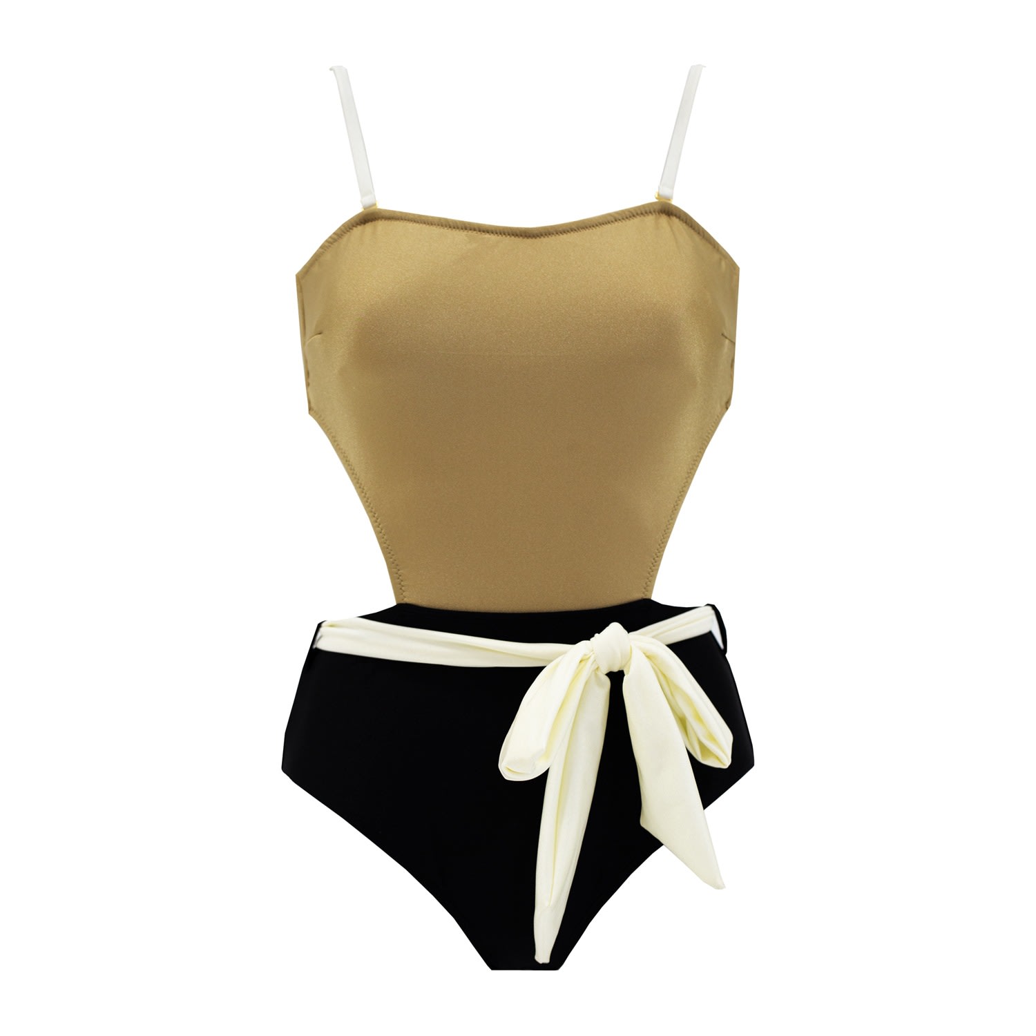 Women's Jazzed Up One-Piece Swimsuit With Belt - Gold | Medium | Aulala Paris