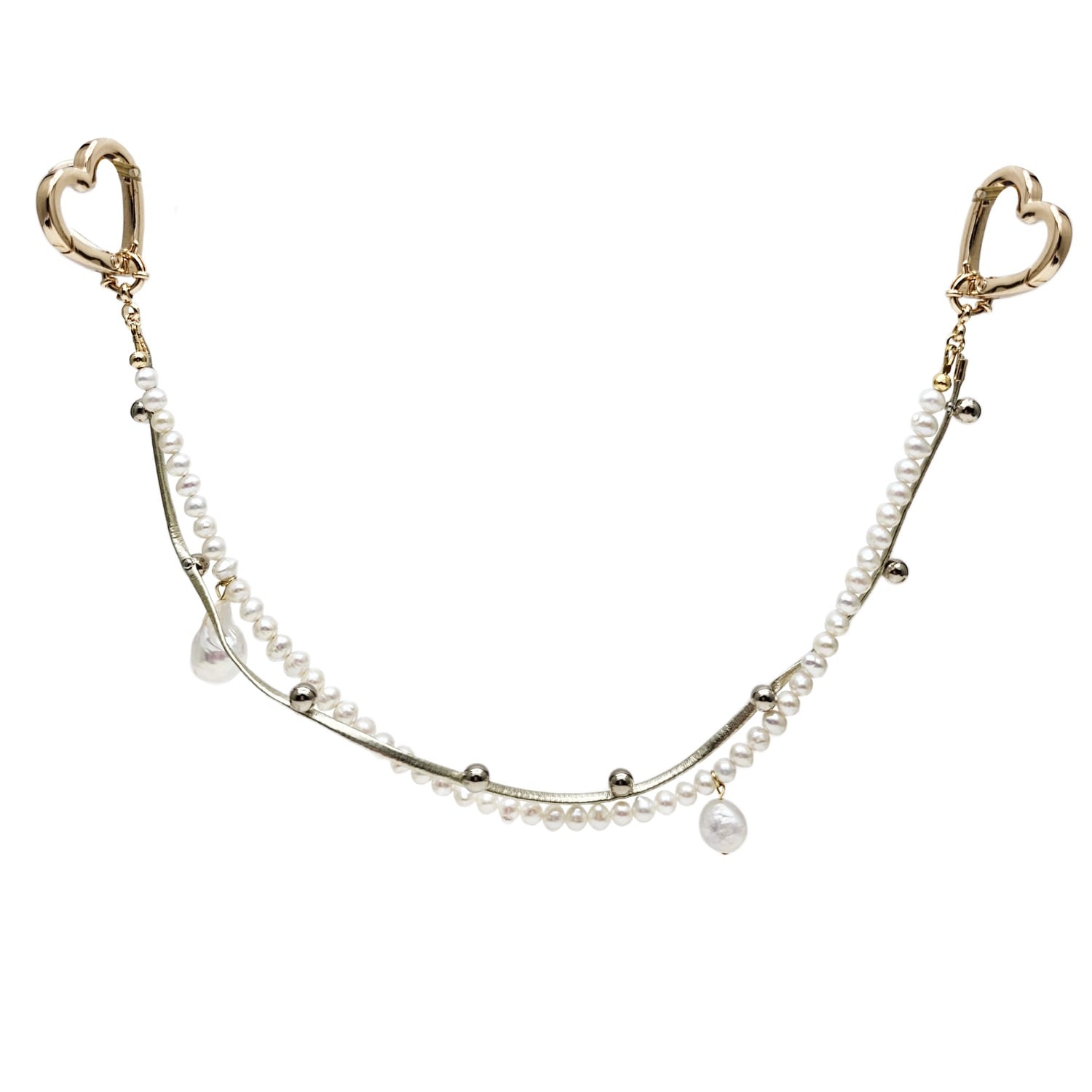 Farra Women's White Freshwater Pearl With Baroque Pearls Bag Charm