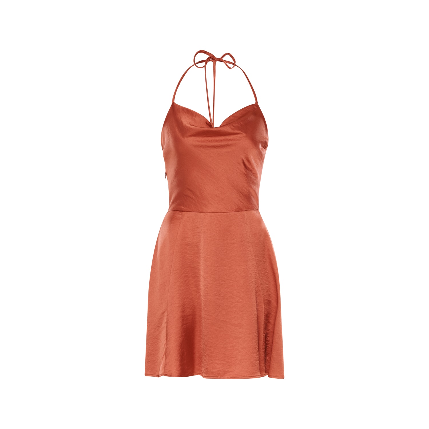 Women’s Yellow / Orange Backless Satin Slip Mini Dress - Kelly In Burnt Orange Medium Altera London