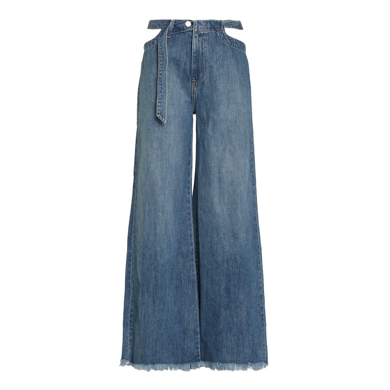 Blue Salina High Rise Cut Out Detail Wide Leg Jeans In Tucson 25" Noend Denim