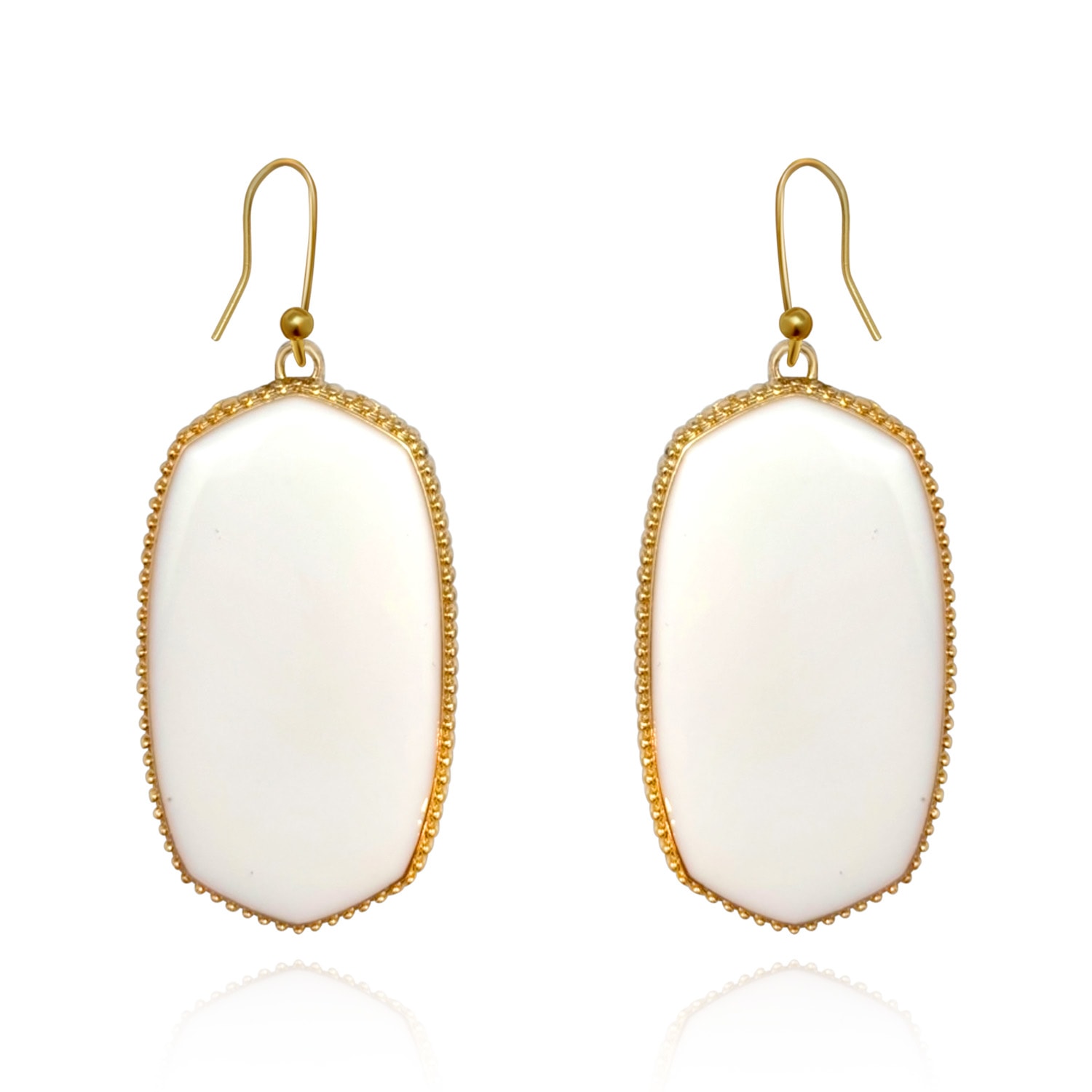 Michael Nash Jewelry Women's White Hand Enameled Drop Earrings On French Wire In White