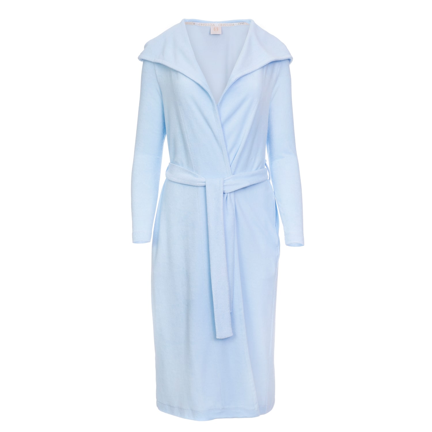 Oh!zuza Night&day Blue Midi Length Hooded Bathrobe - Cotton Terry In Blue
