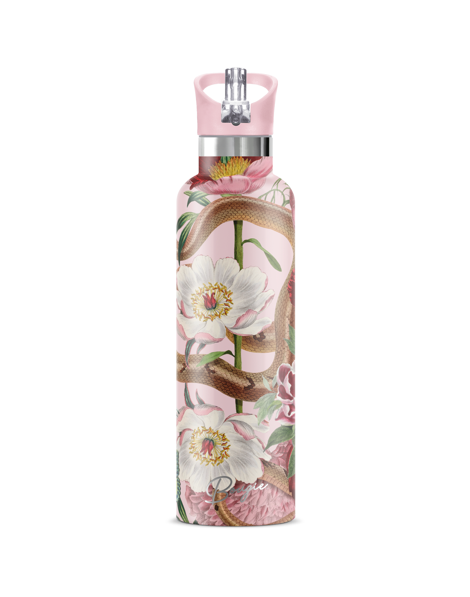 My Bougie Bottle Pink / Purple Taboo Serpent & Flowers Insulated Water Bottle Pink