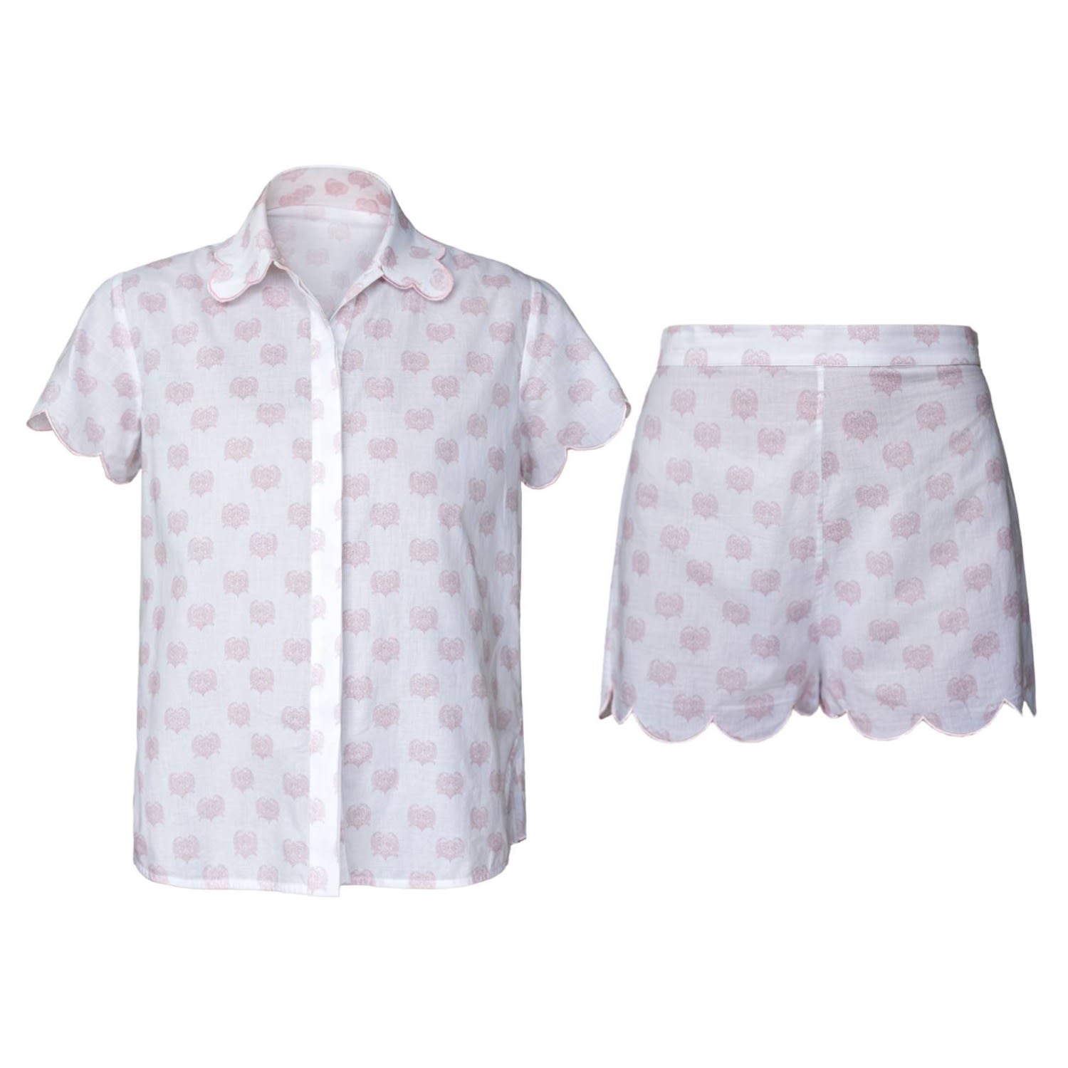 Love Letters X Women's Pink / Purple / White Pink & White Jaipur Paisley Pajama Shortie Set In Pink/purple/white