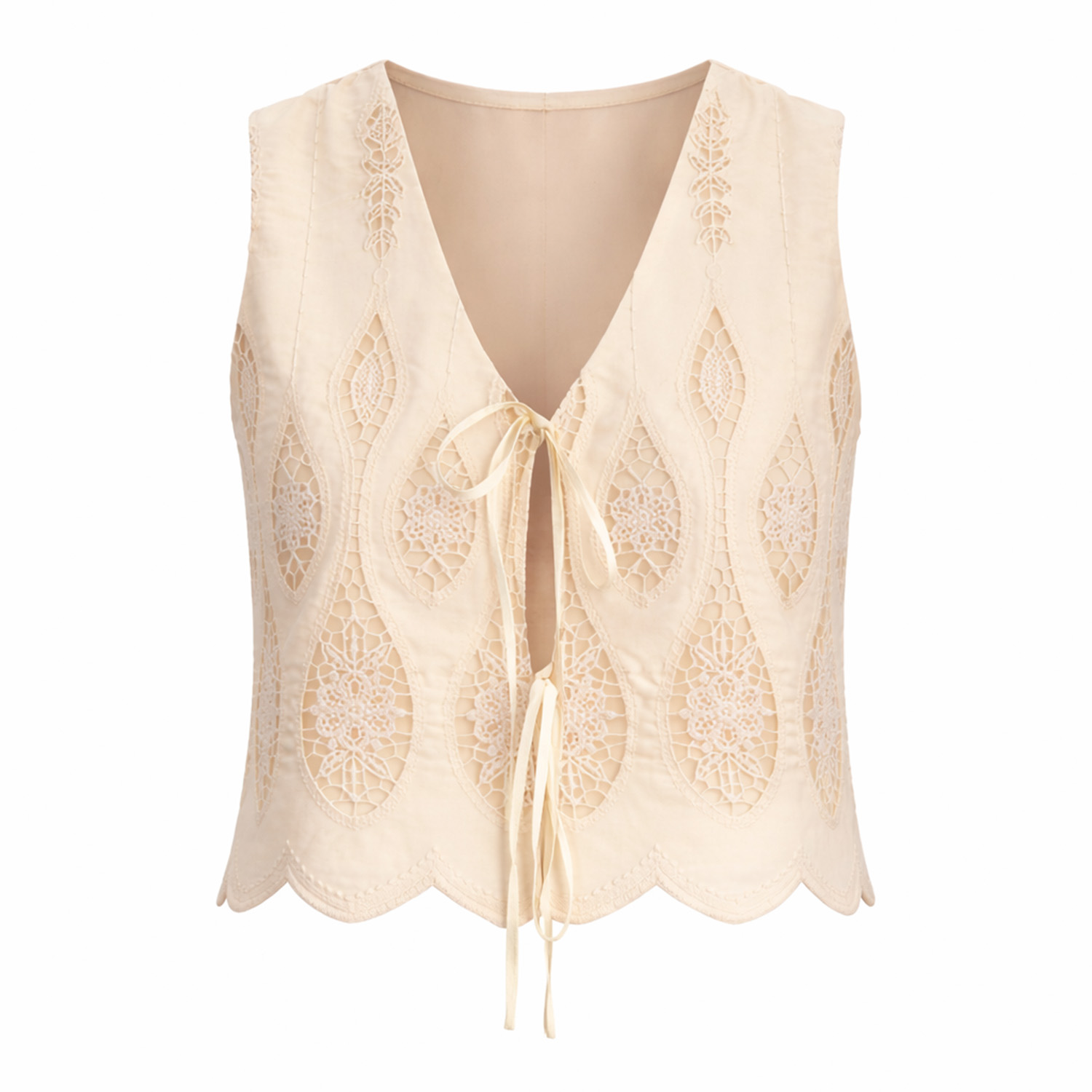 Women&rsquo;s Neutrals Boho - Embroidered Vest | Xxs | Mavlo