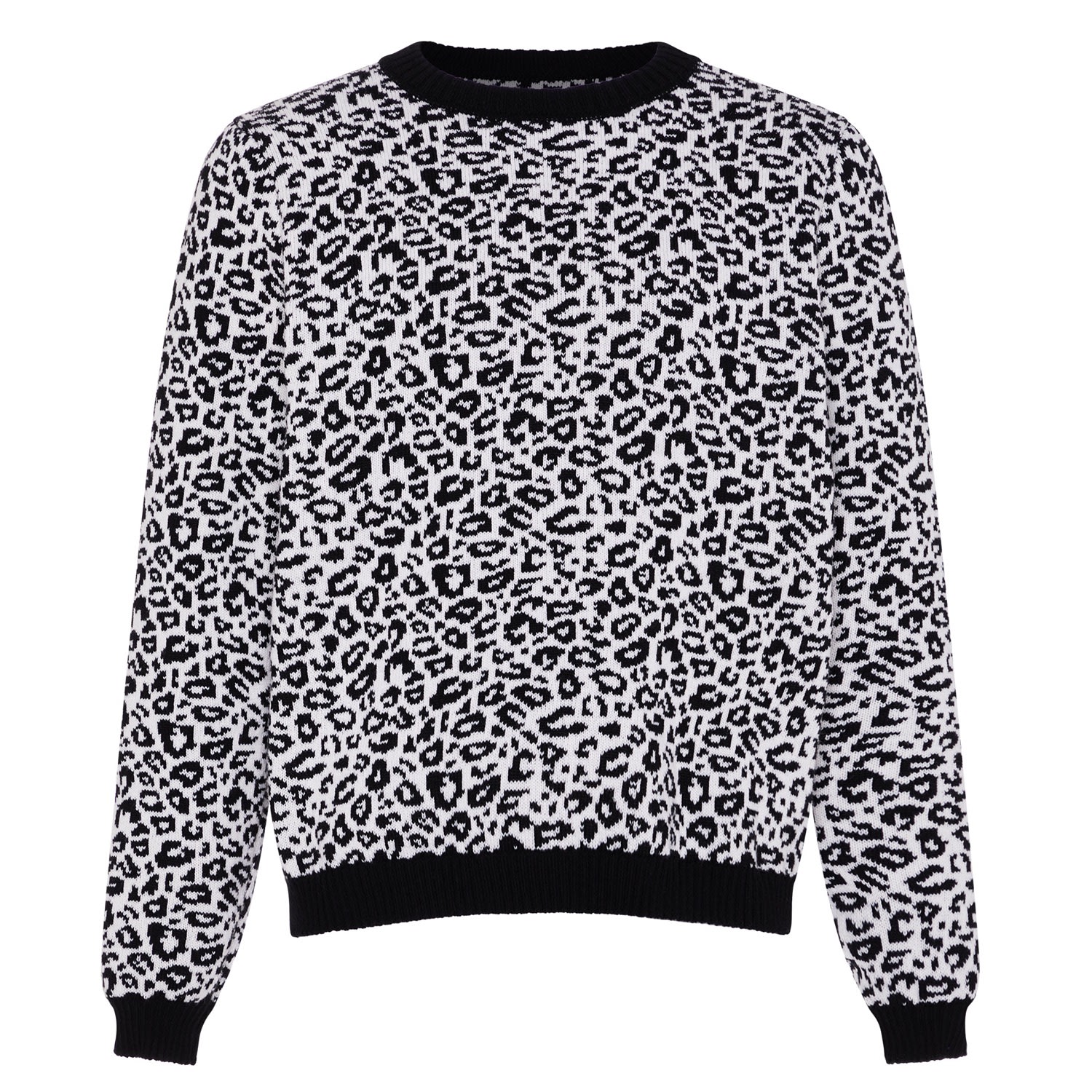Ingmarson Black / White Leopard Wool & Cashmere Knitted Jumper Men In Black/white