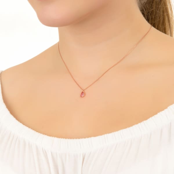 Latelita London Pisa Mini Teardrop Necklace Rosegold Rose Quartz In Teardrop