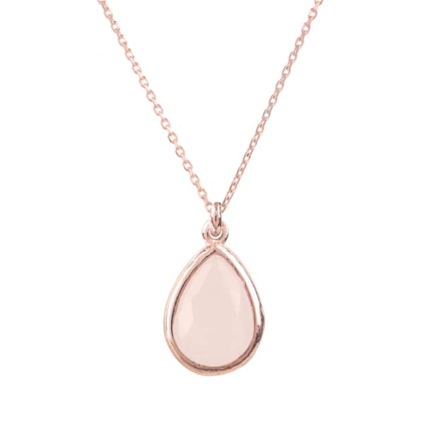 Latelita London Pisa Mini Teardrop Necklace Rosegold Rose Quartz In Teardrop