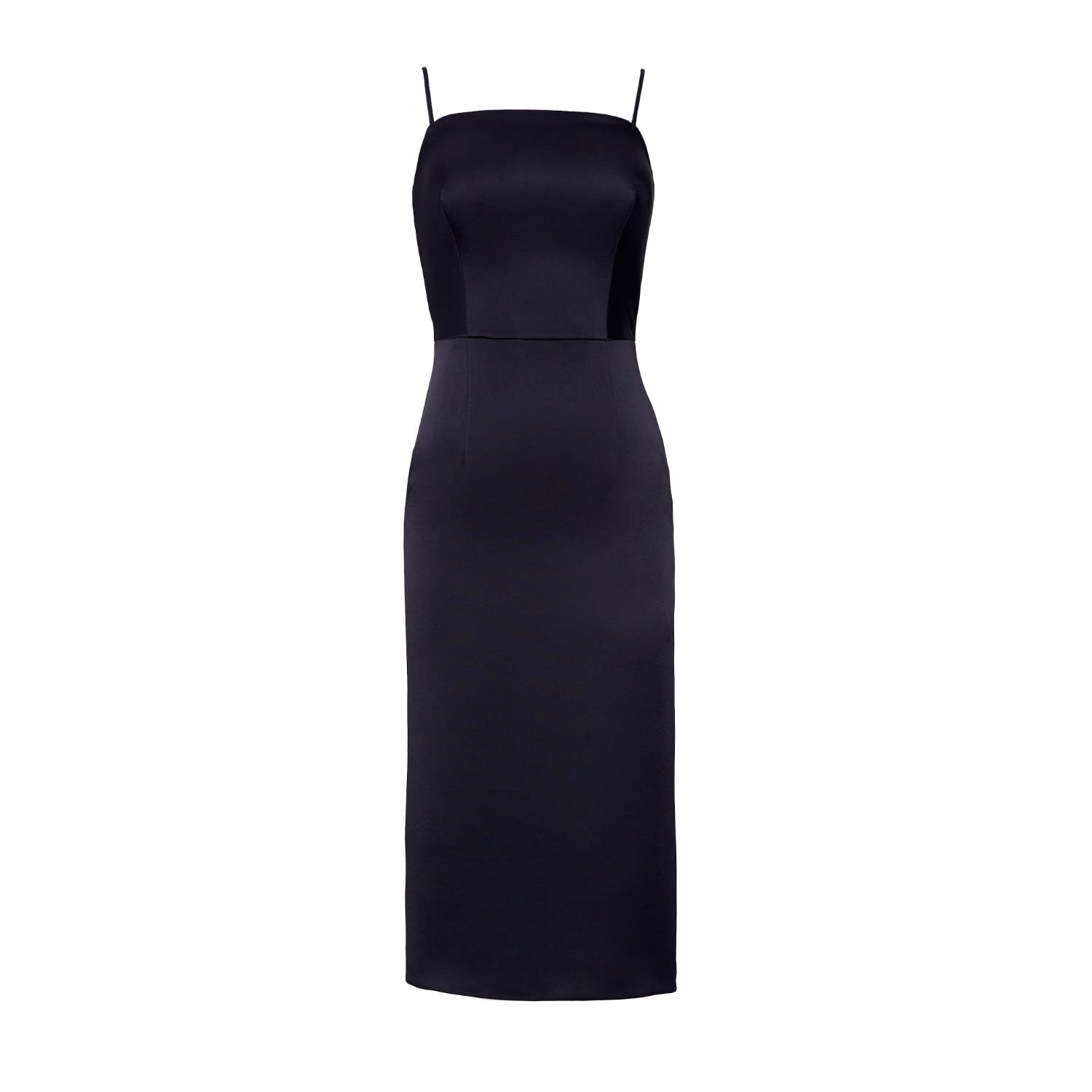 black crepe midi dress