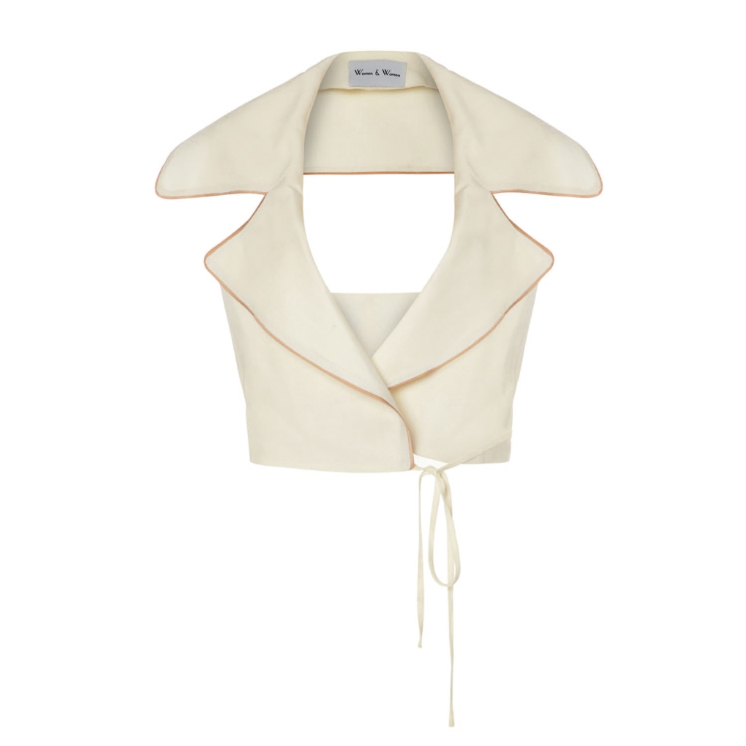 Women&women Women's Marine White, Bias Detail, Sleeveless Wrap Shirt In White