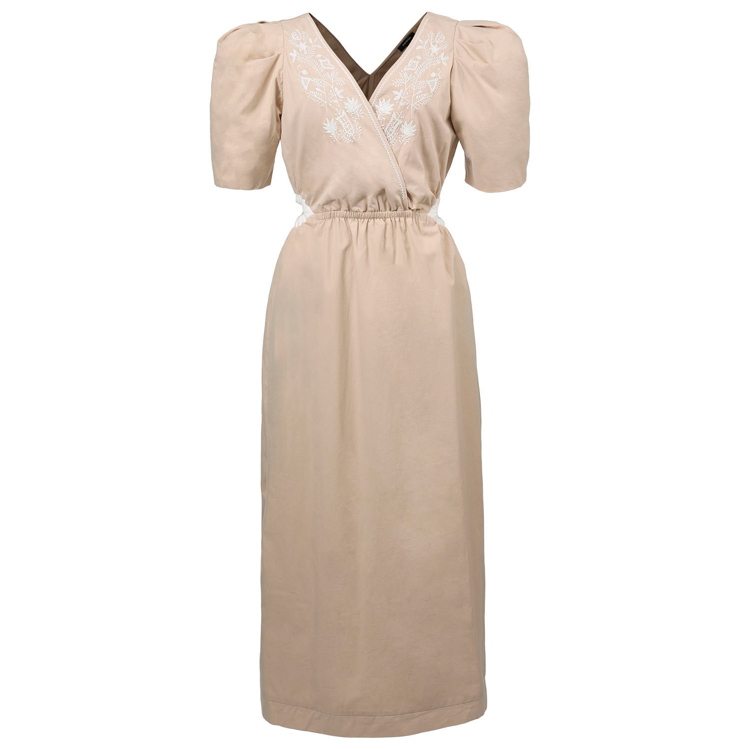 Smart And Joy Women's Neutrals Cross-effect Puffy Sleeves Dress