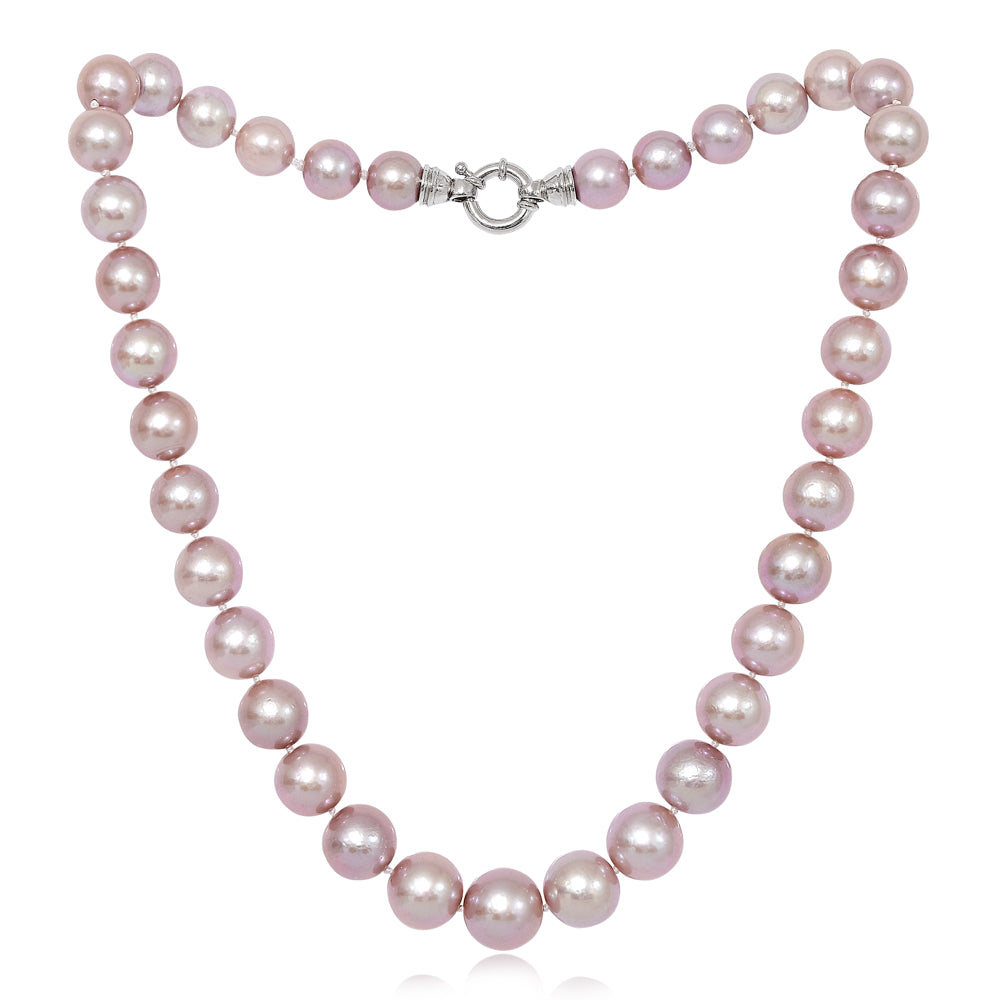 Pearls Of The Orient Online Women's Gratia Pink Almost Round Large Edison Cultured Freshwater Pearl Necklace In Pink