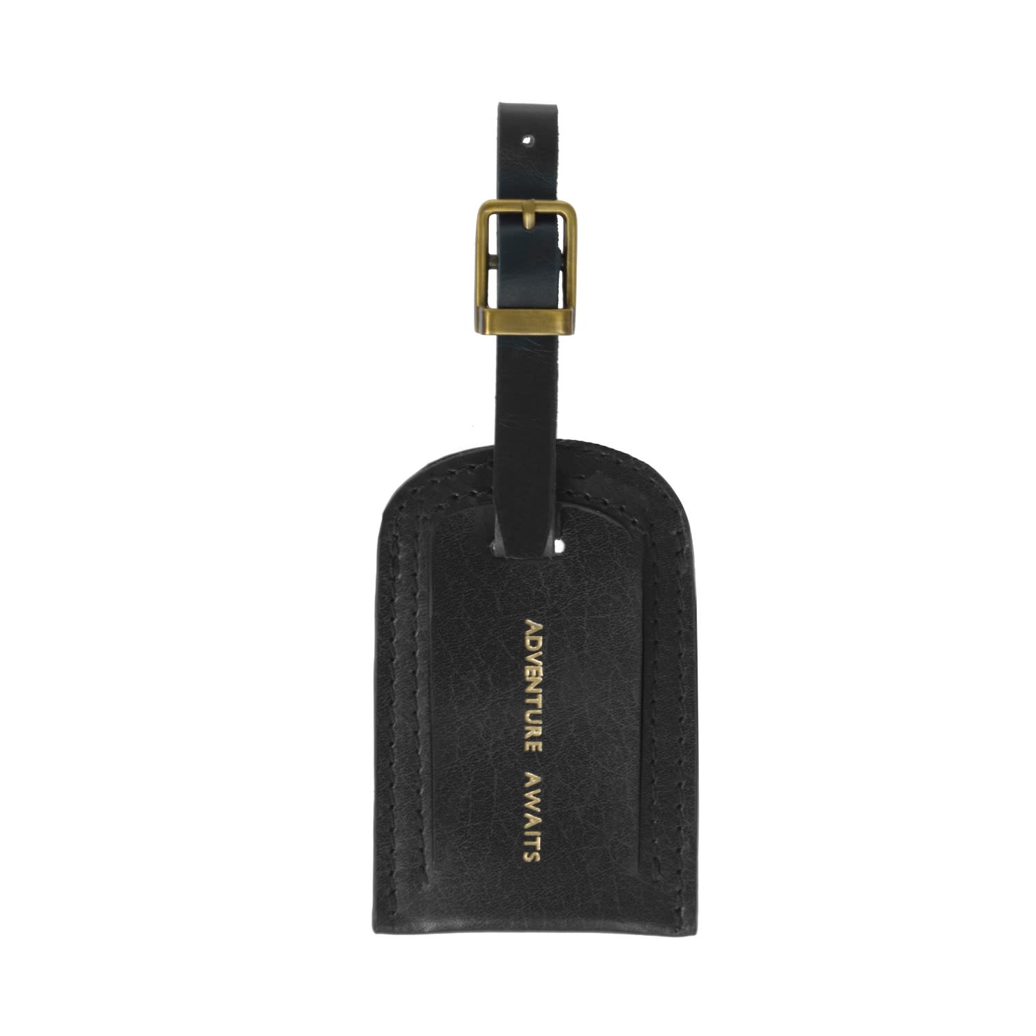 Vida Vida Adventure Awaits Black Leather Luggage Tag