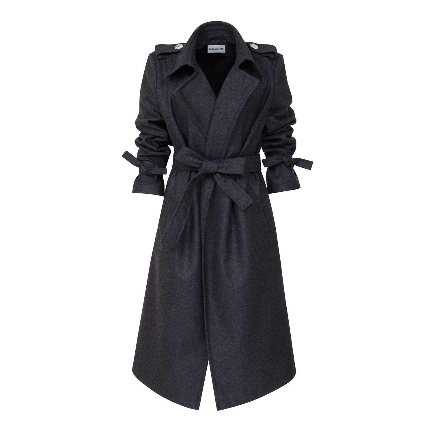 La Femme Mimi Women's Grey / Black Tailored Winter Coat In Grey/black