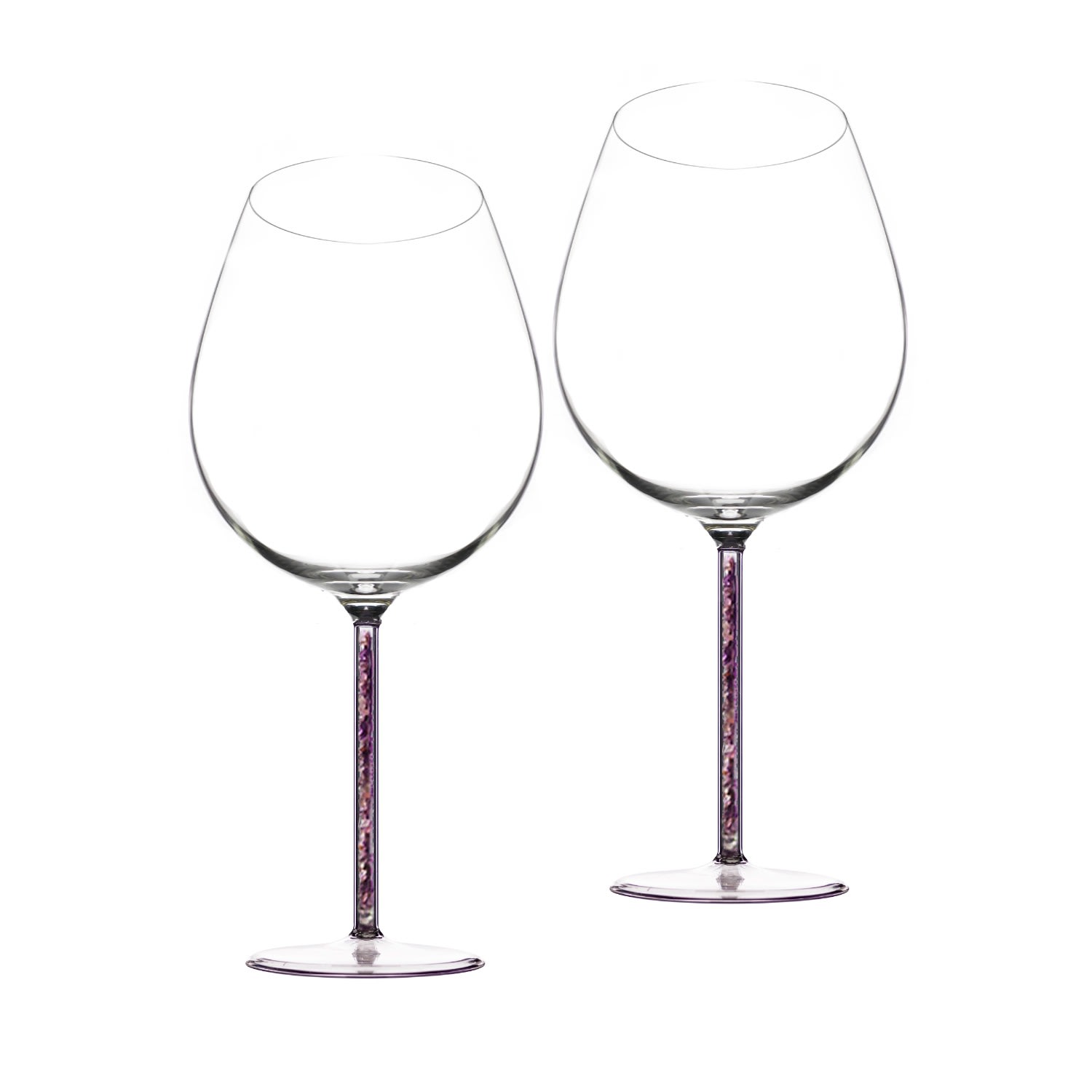Greatfool Purple Crystal-stemmed Wine Goblet - Amethyst - Two Piece In Transparent