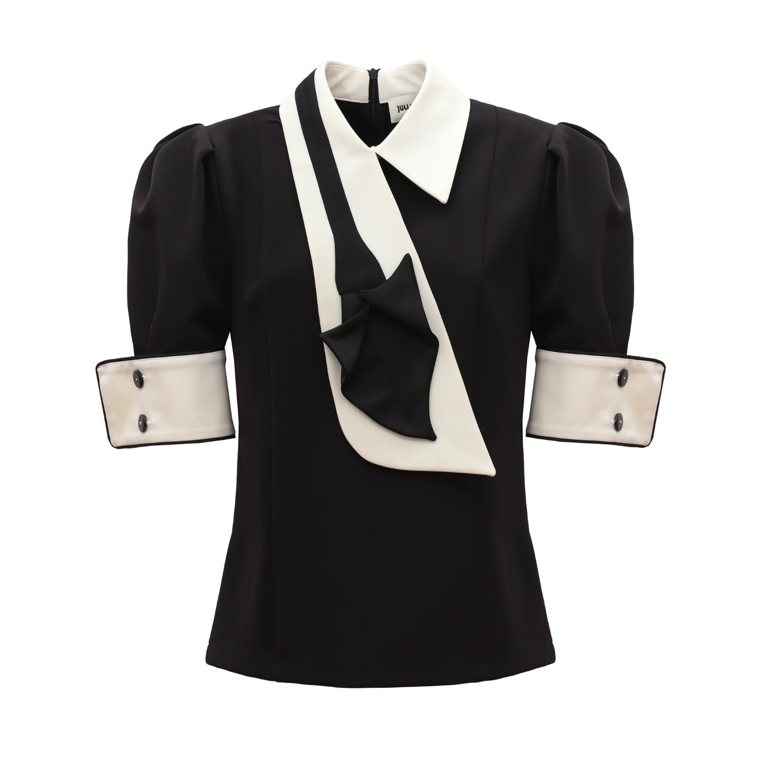 Julia Allert Women's Statement Blouse With White Collar And Cuffs - Black