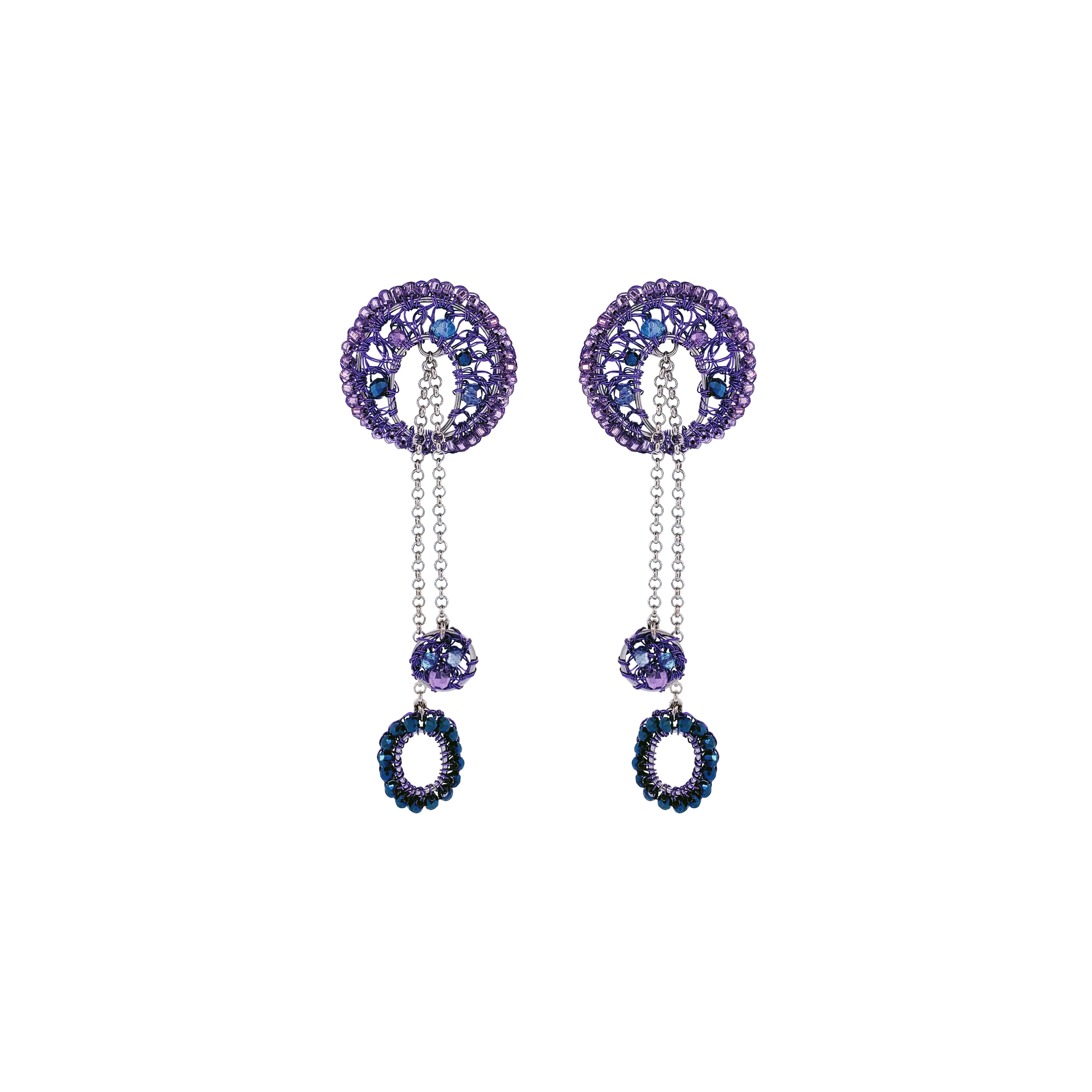Lavish By Tricia Milaneze Women's Blue / Pink / Purple Neon Purple Mix Moira Dangle Handmade Earrings