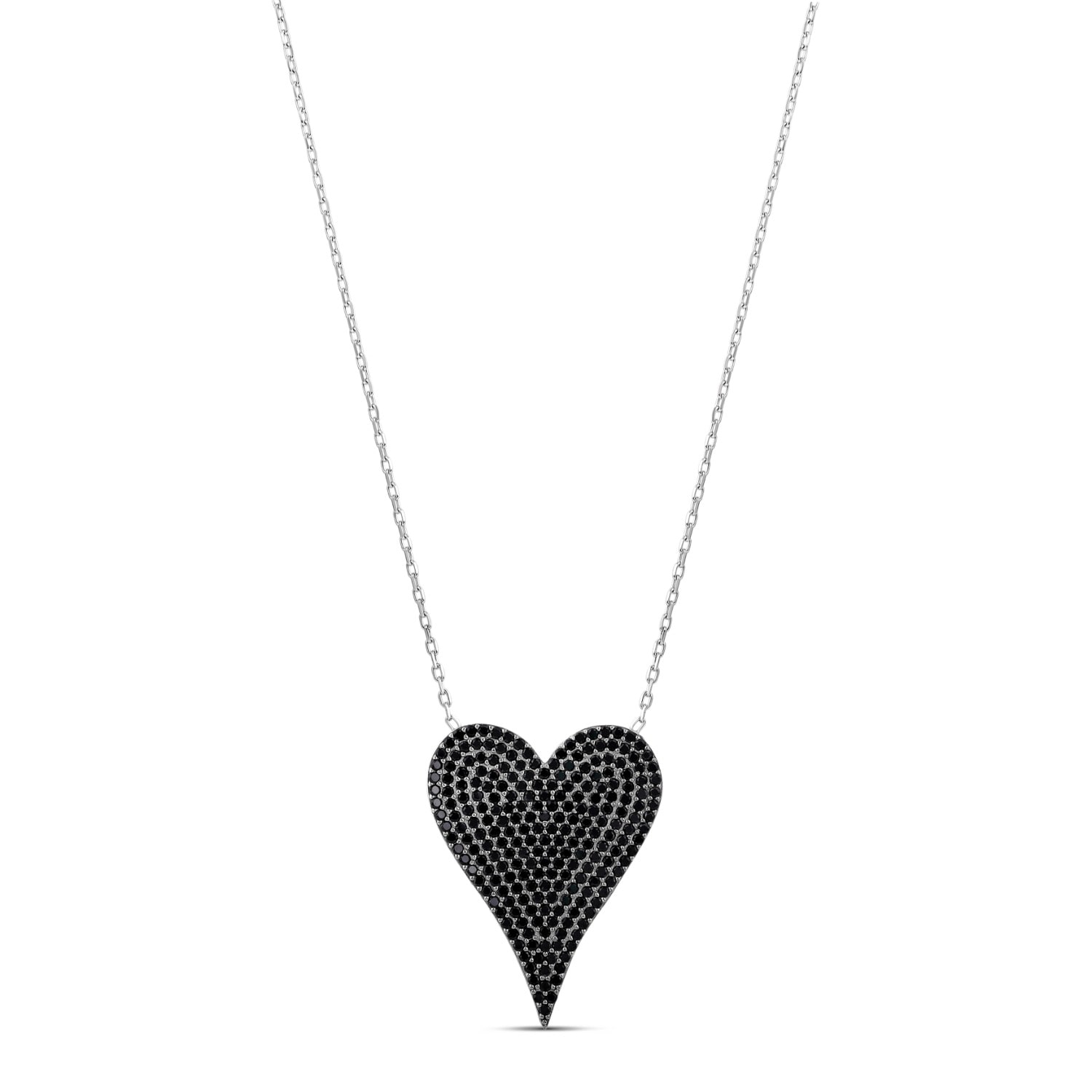 Shymi Women's Black / Silver Large Pave Heart - Black And Silver In Multi