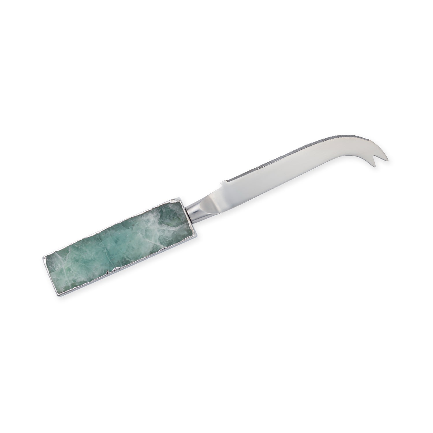 Greatfool Green Fluorite Soft Cheese Knife - Silver In Multi