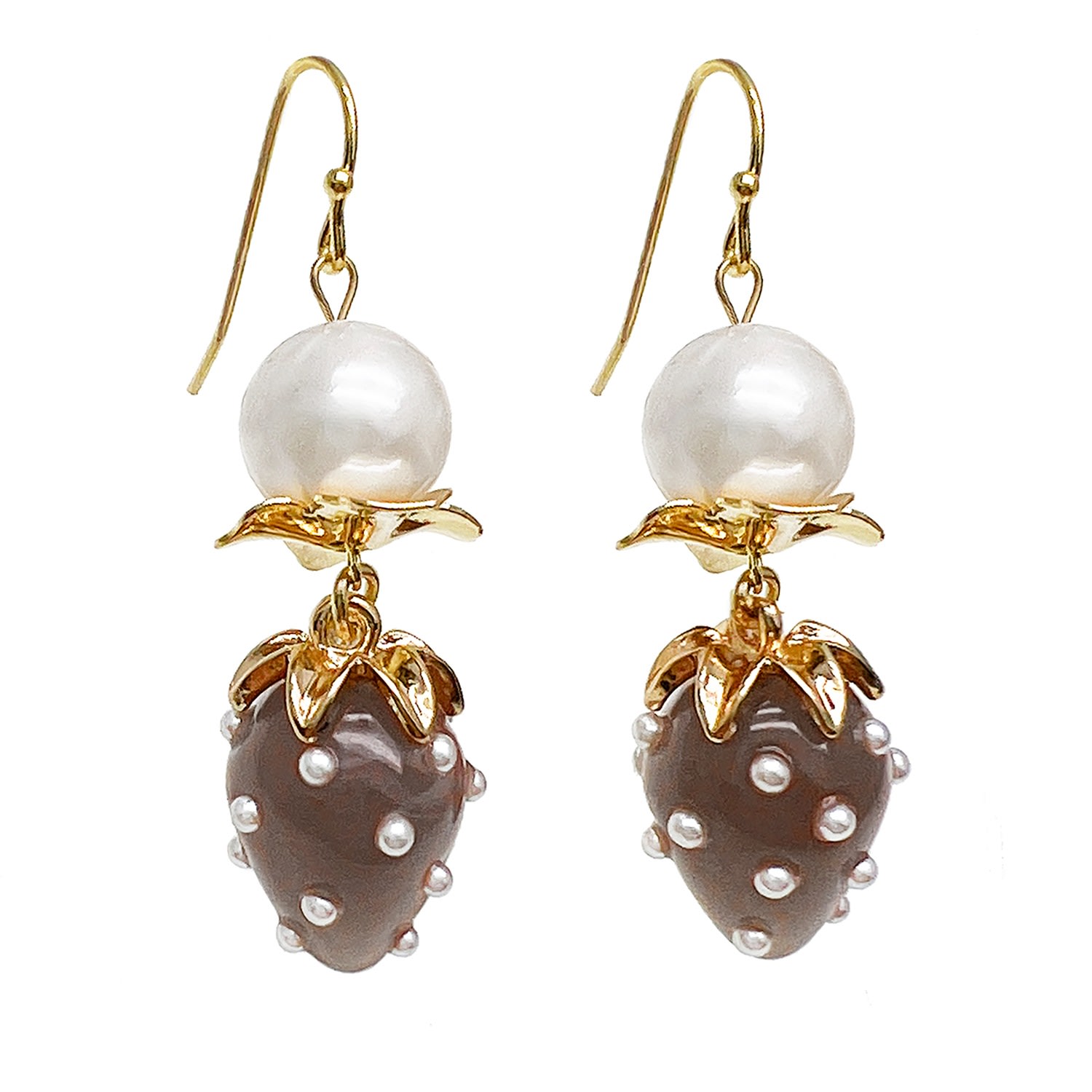 Women’s Grey Freshwater Pearls With Glass Strawberry Dangle Earrings Farra