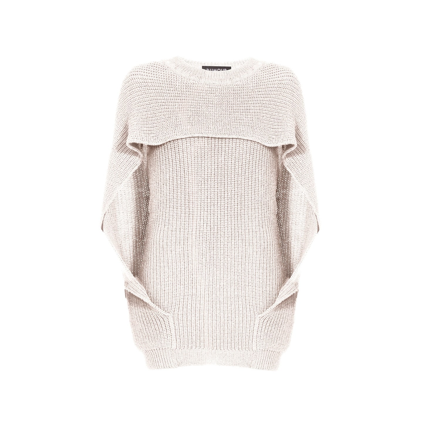 Women’s White Cara Cape Effect Merino Wool Ribbed Knit Sweater In Cream Small Rumour London