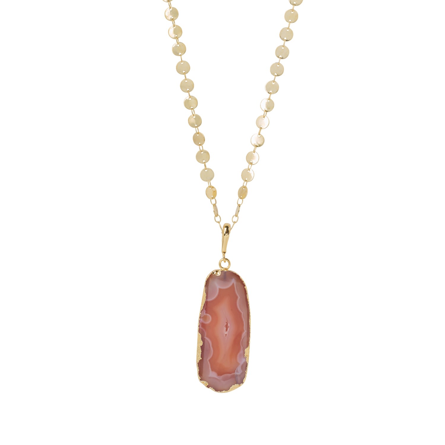 Yaa Yaa London Women's Gold / Brown Ultra Long Caramel Agate Gold Pendant Necklace In Multi