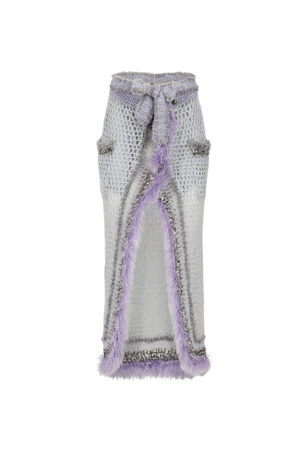Shop Andreeva Women's Grey / Silver Lavender Handmade Knit Skirt In Grey/silver