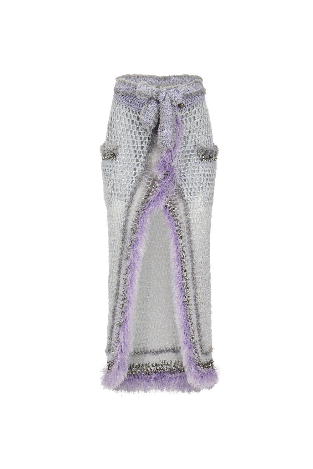 Andreeva Lavender Handmade Knit Skirt In Grey/silver