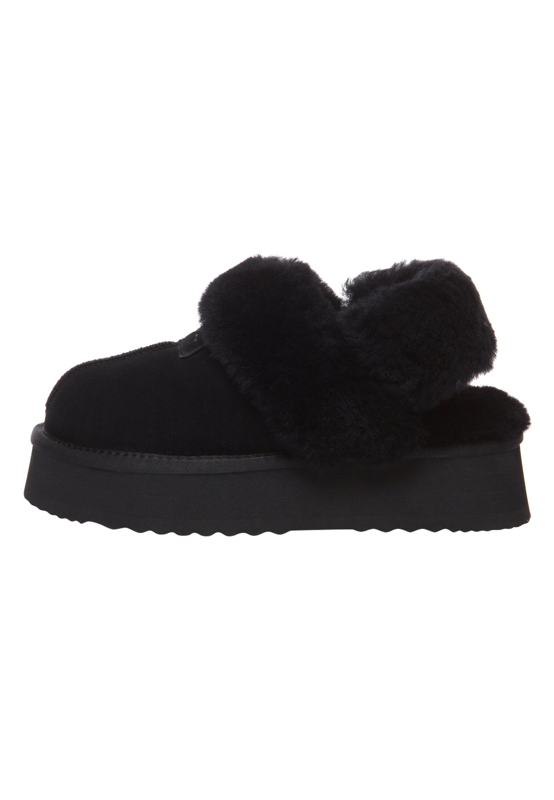 Everau Australia Women's Fantail Leather Slippers With Two Removable Straps In Black