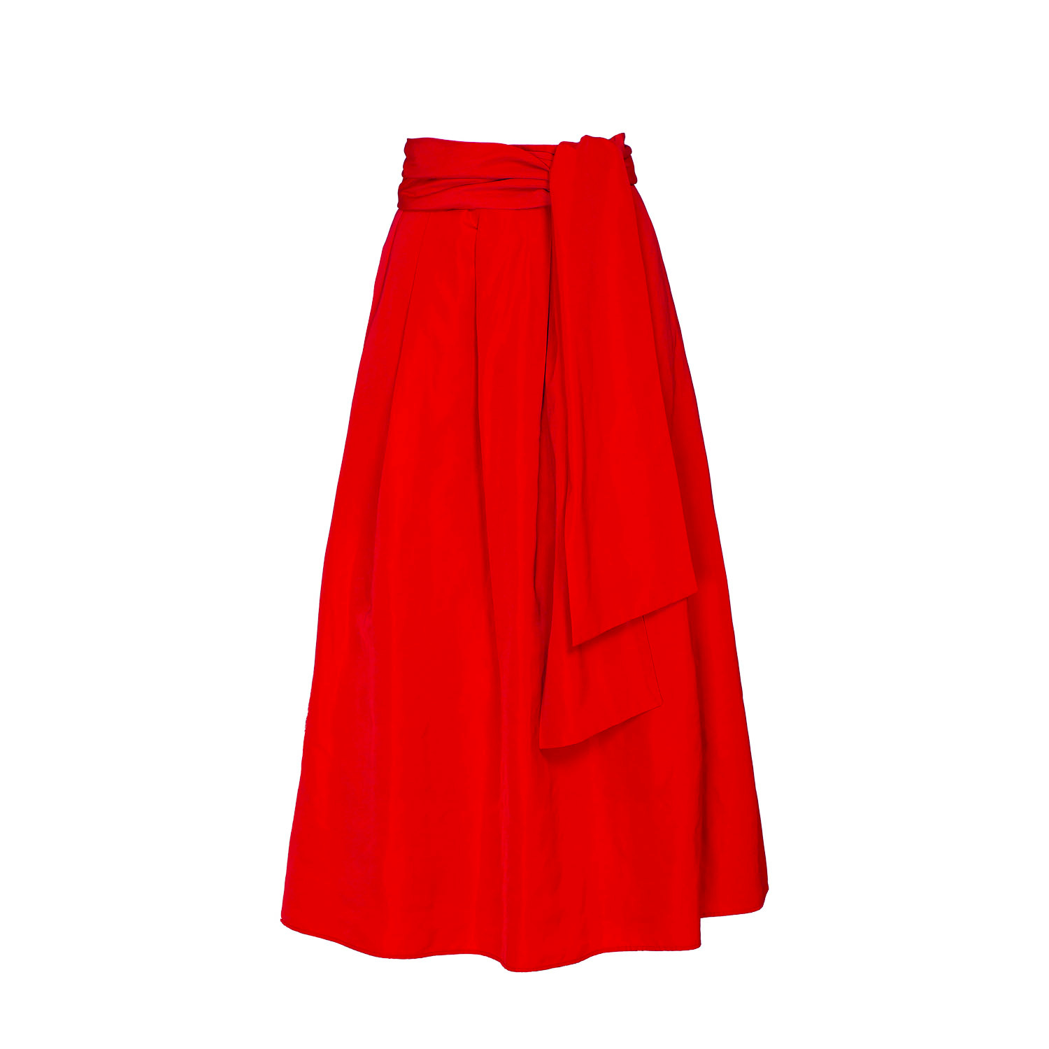 The Extreme Collection Women's Red Taffeta Midi Skirt With Bow