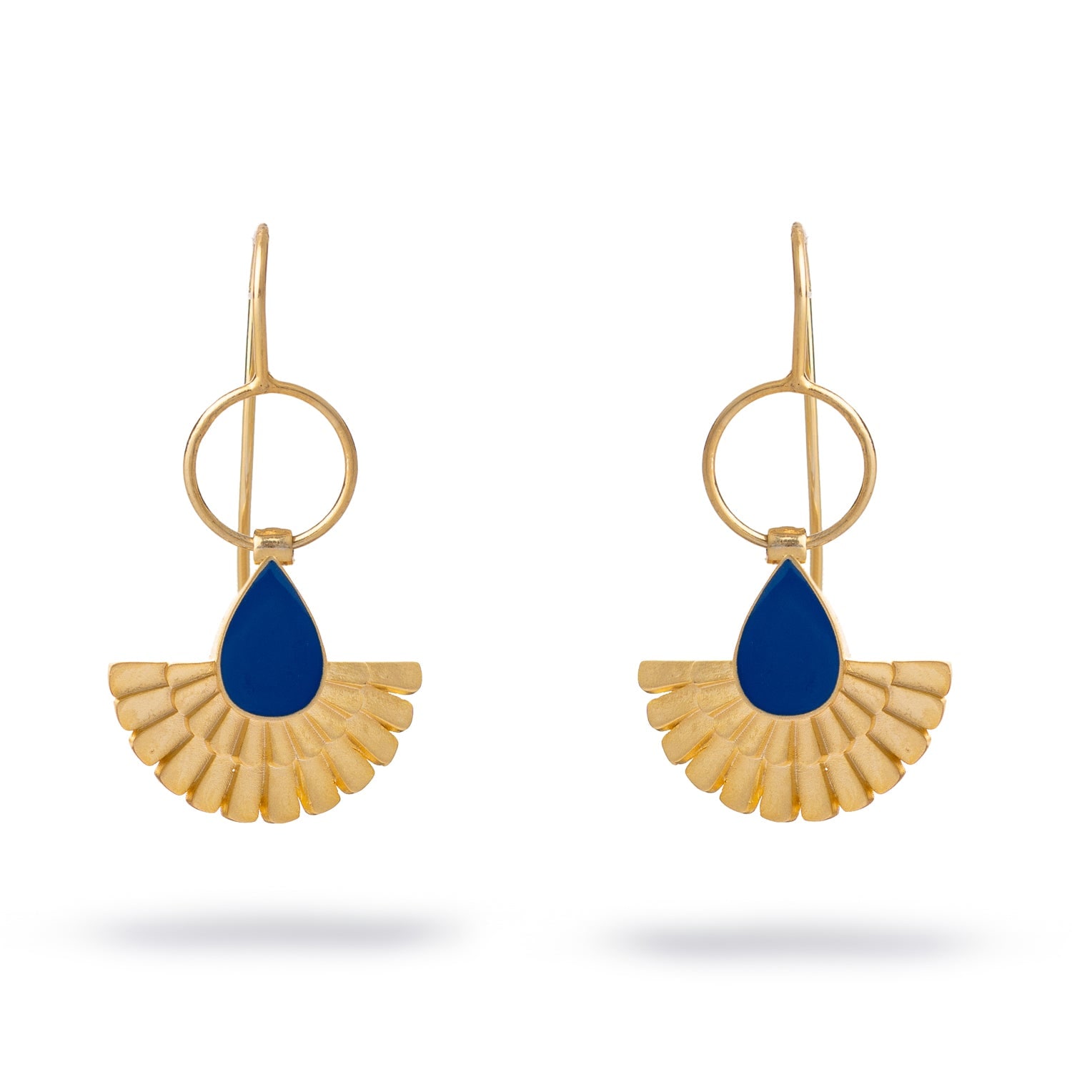 Ebru Jewelry Women's Gold / Blue Mystic Ra Blue Enamel Gold Vermeil Earrings - Blue In Brown