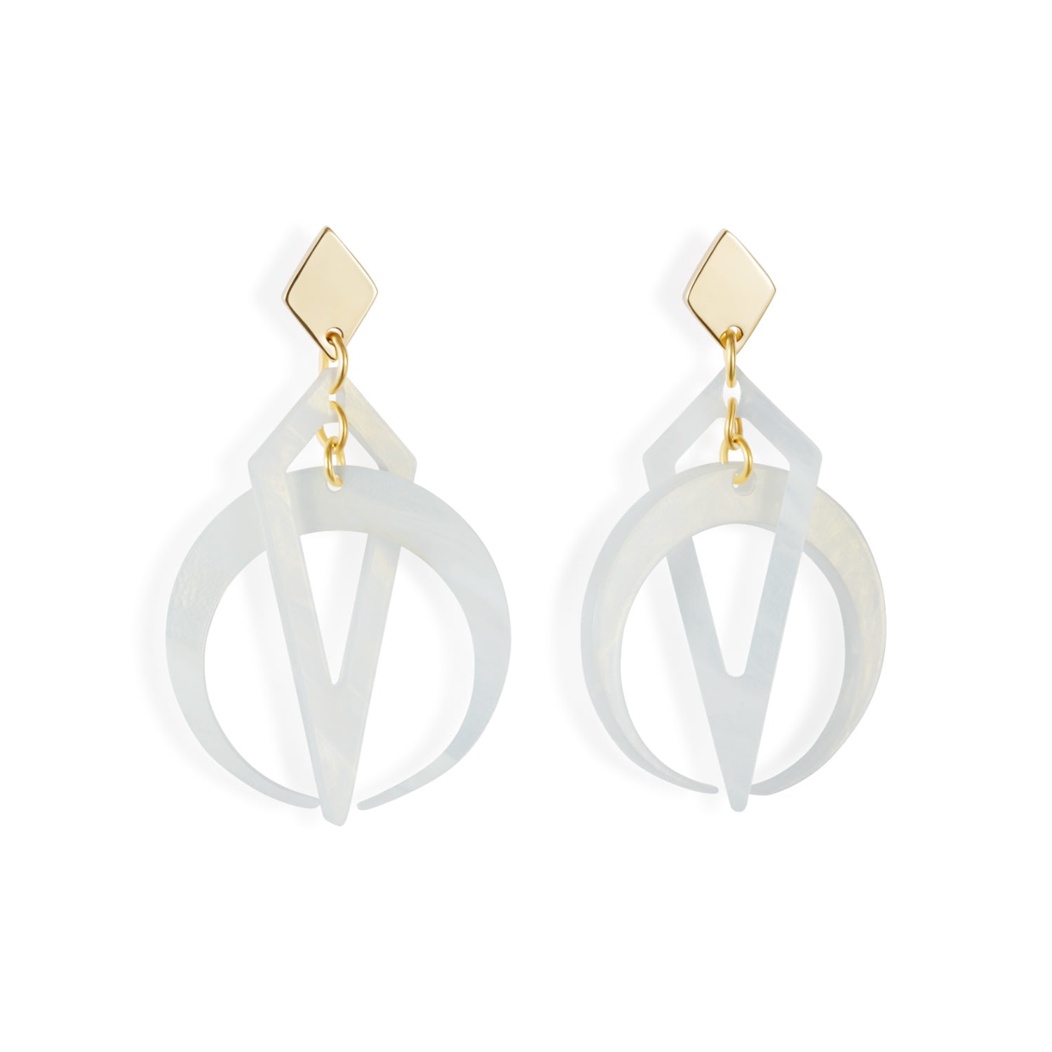 Shop Toolally Women's White / Gold Petite Crescent Hoop Earrings - White In White/gold