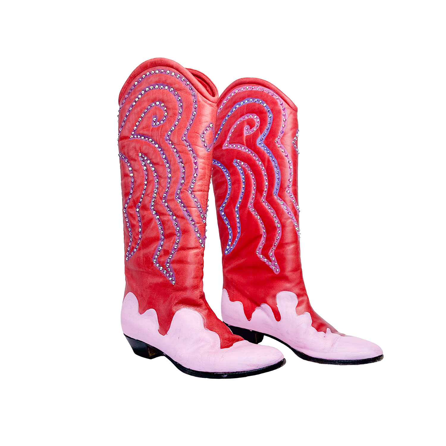 Acid Cat Women's Red Swirl Sparkle Vintage Boot