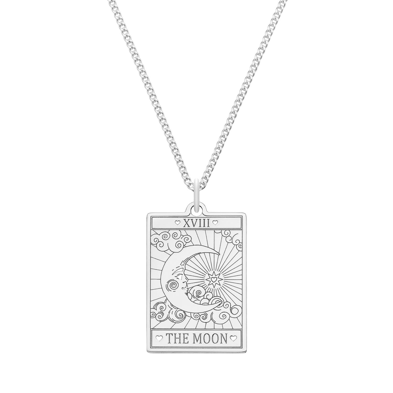Cartergore Women's Large Sterling Silver “the Moon” Tarot Card Necklace In White