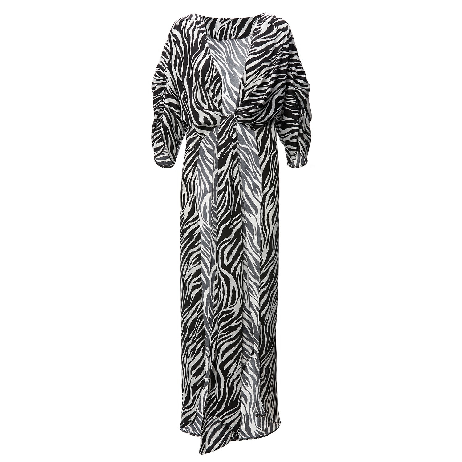 Women’s Black / White Zebra Print Kaftan With Slits Large Bluzat