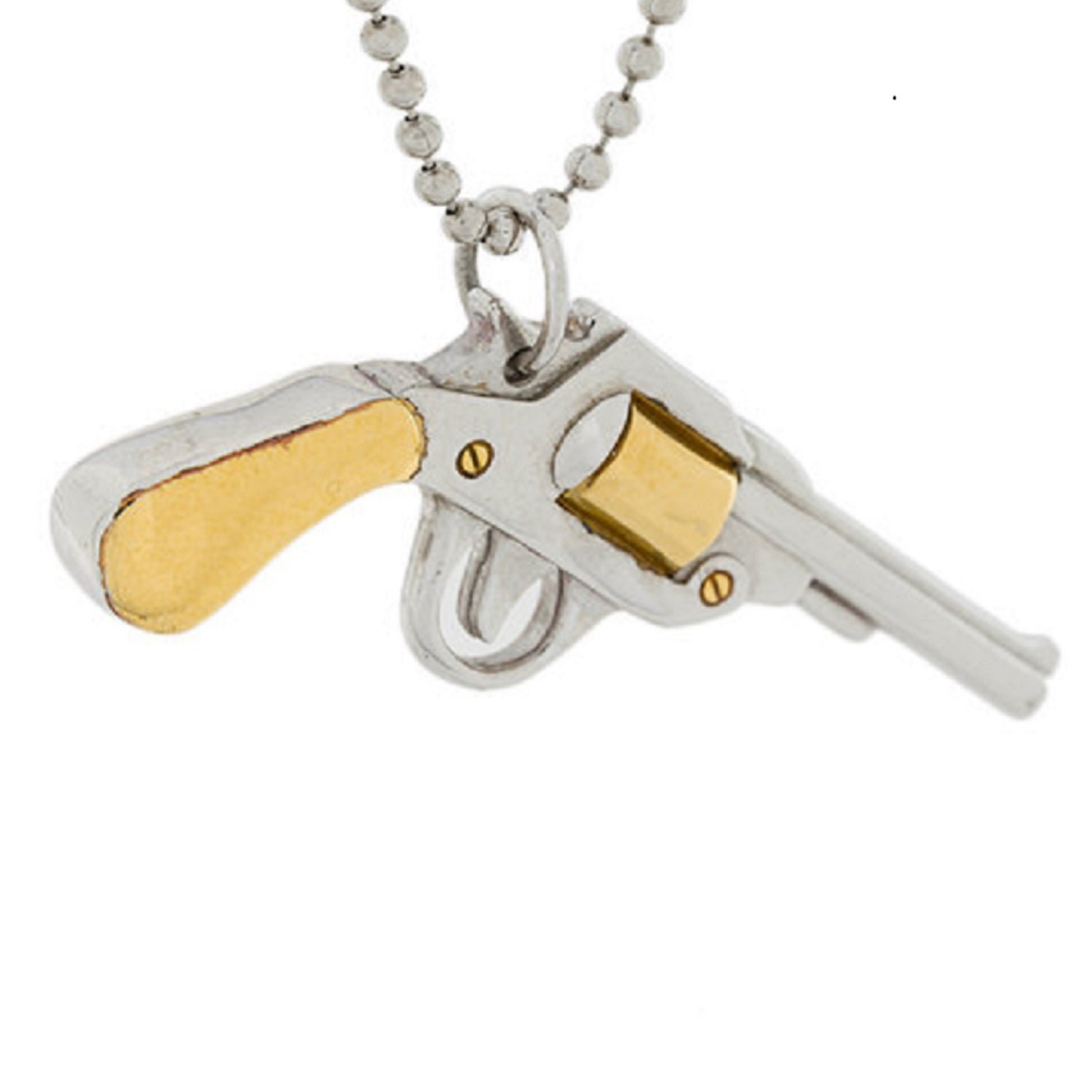 Women’s New Ss19 Gun Pendant In 18 Carat Gold & Silver Plated Detail & Chain True Rocks