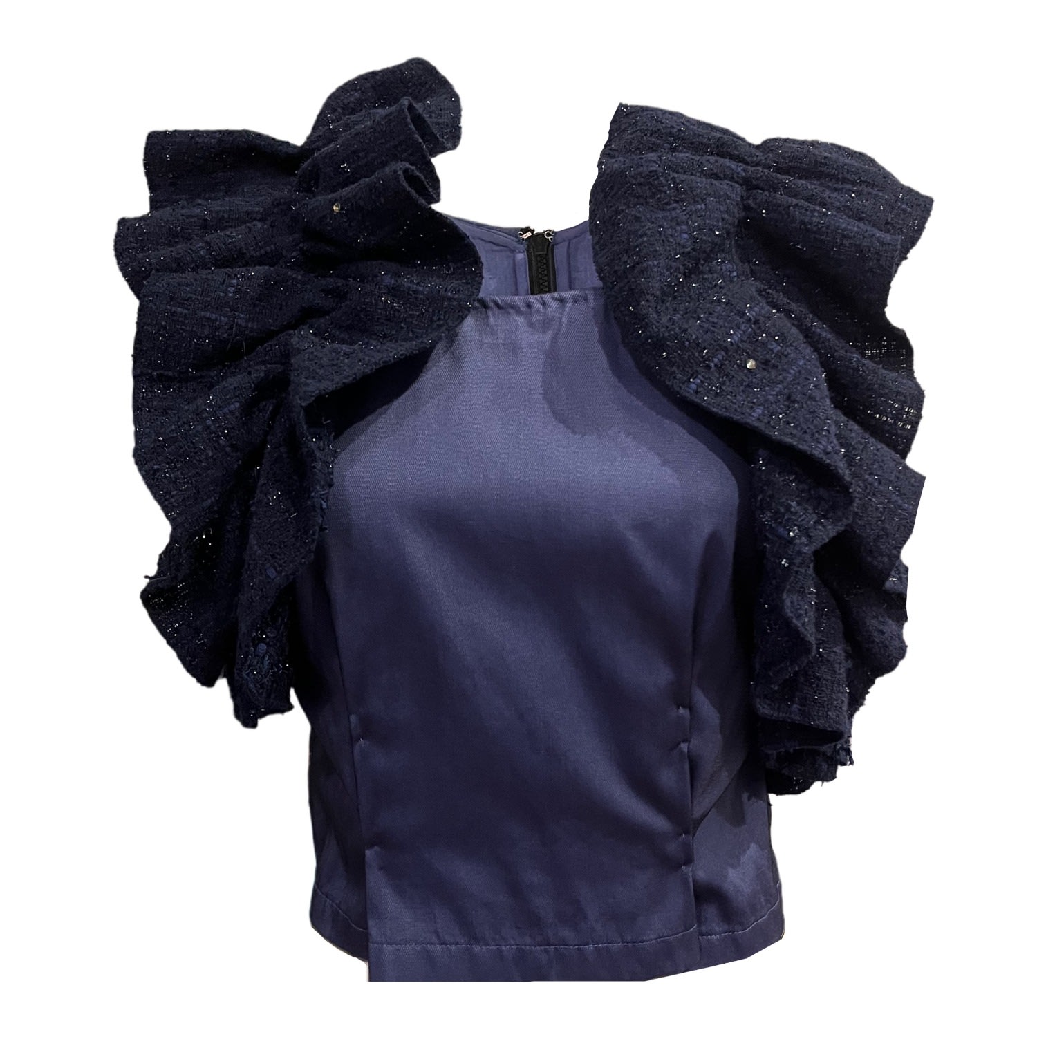 Arshys Women's Black / Blue  Top With Frills