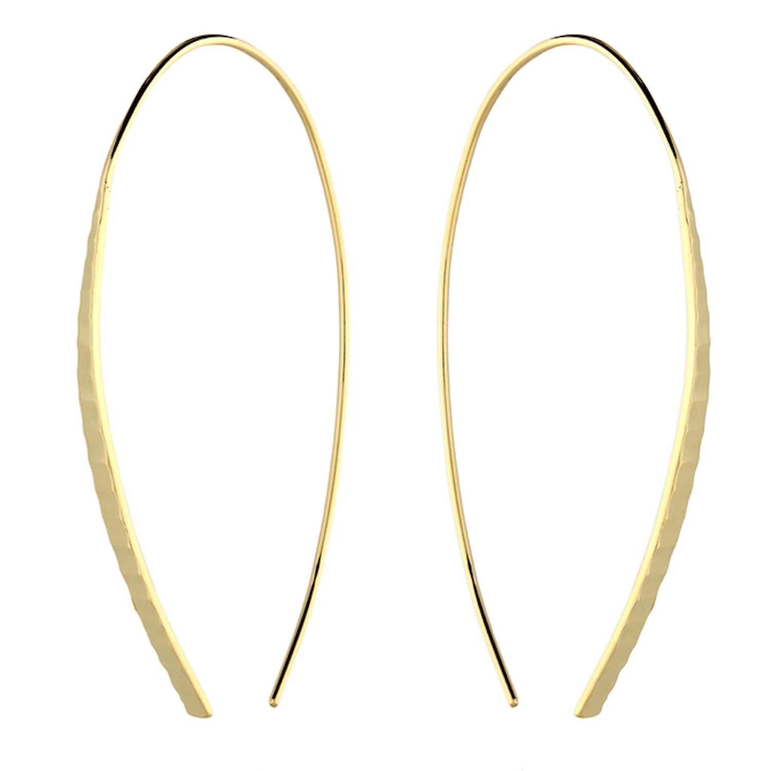 Kaizarin Women's Silver / White / Gold Yellow Gold-plated Diamond Cut Tapered Bar Pull Through Earring