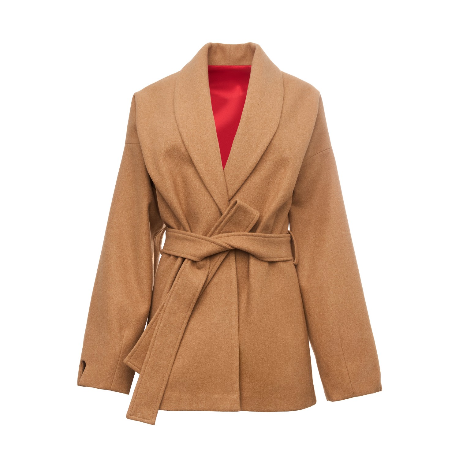 Women’s Neutrals / Yellow / Orange Aredra Belted Oversized Short Coat - Camel S/M Sara Mirza