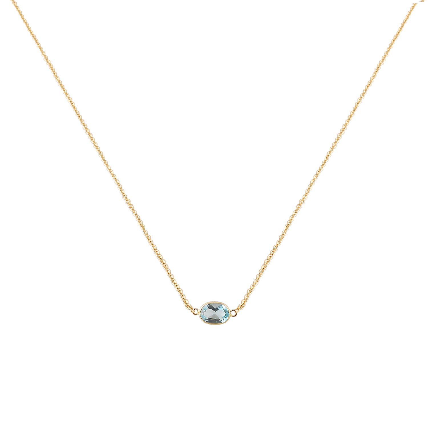 Women’s Gold / Blue Single Stone Bezel Set Blue Topaz Necklace In 14 Karat Yellow Gold Amy Gambill Designs