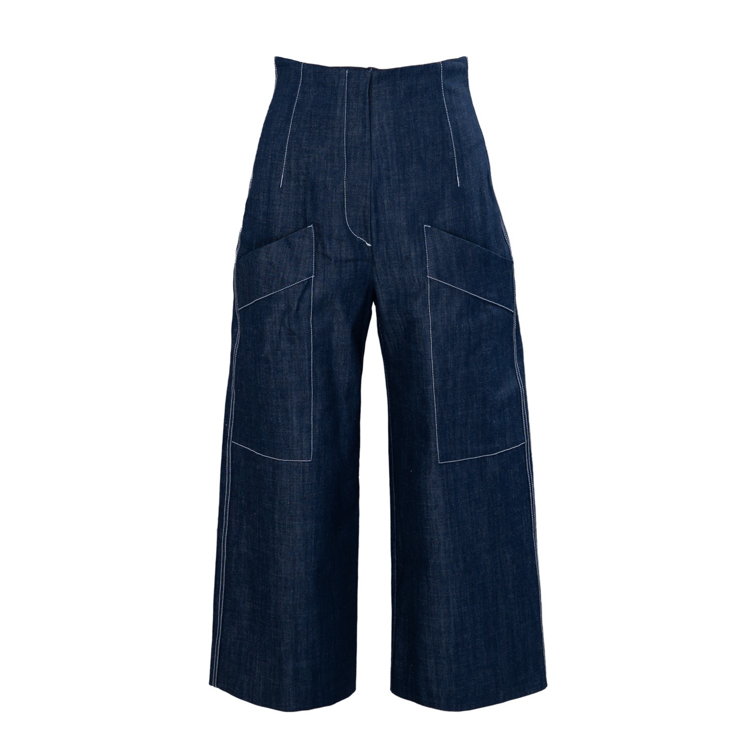 Women’s Blue Cotton Oversized Denim Culottes Xs/S Mom’s Pants